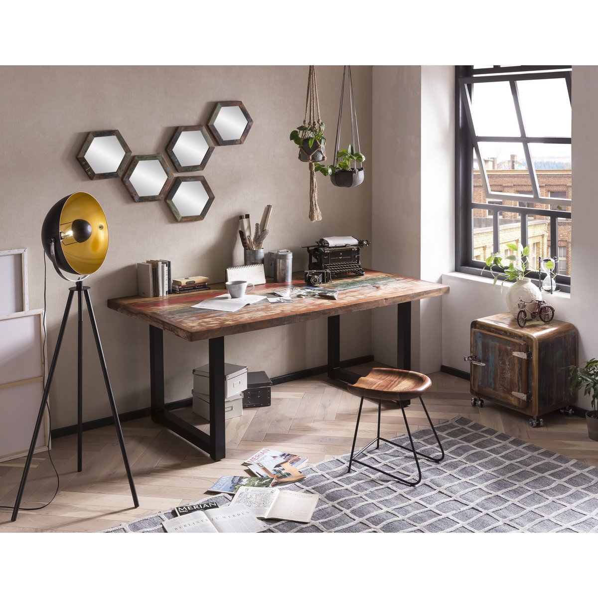 Tisch 200x100 cm, buntes Altholz