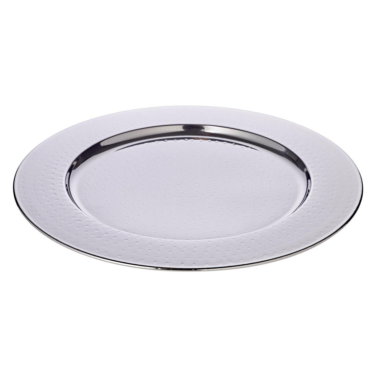 EDZARD Platzteller Servierteller Eron, Edelstahl gehämmert hochglanzpoliert, Durchmesser 35 cm