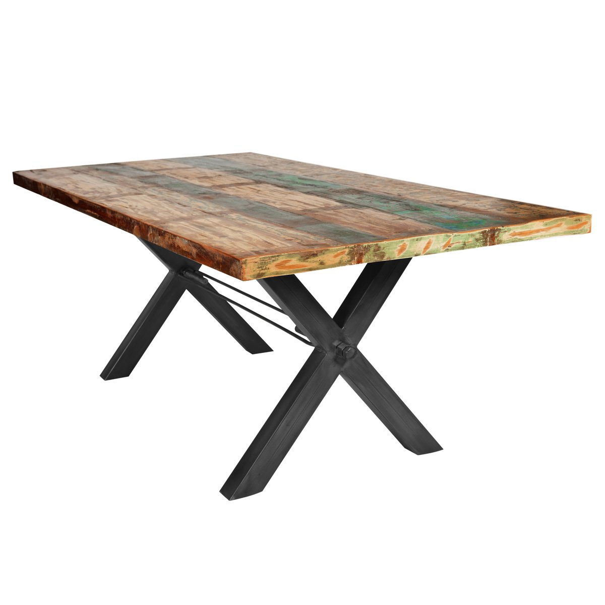 Tisch 200x100 cm, Altholz bunt lackiert