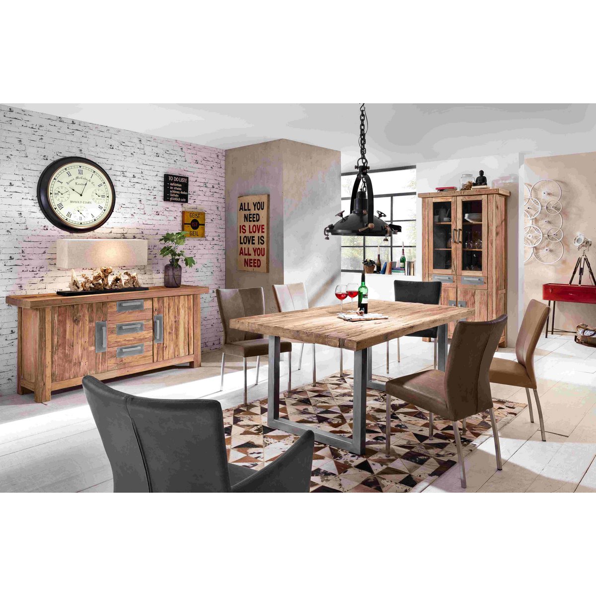 Tisch 240x100 cm, recyceltes Teak natur