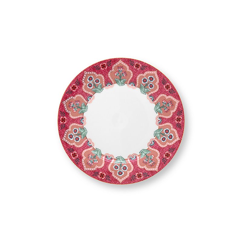 Set/4 Teller Flower Festival Deco Dunkelrosa 21cm