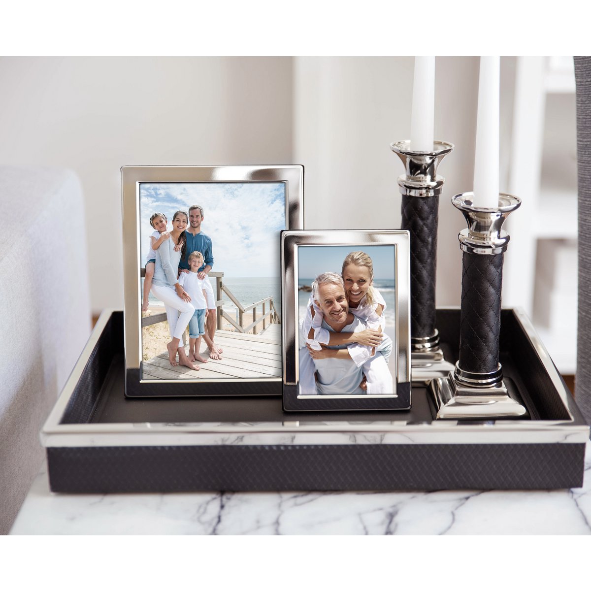 EDZARD 2er Set Fotorahmen Salerno für Foto 13 x 18 cm, edel versilbert, anlaufgeschützt