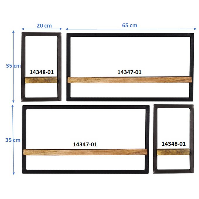 Wandregal-Set, 4-teilig