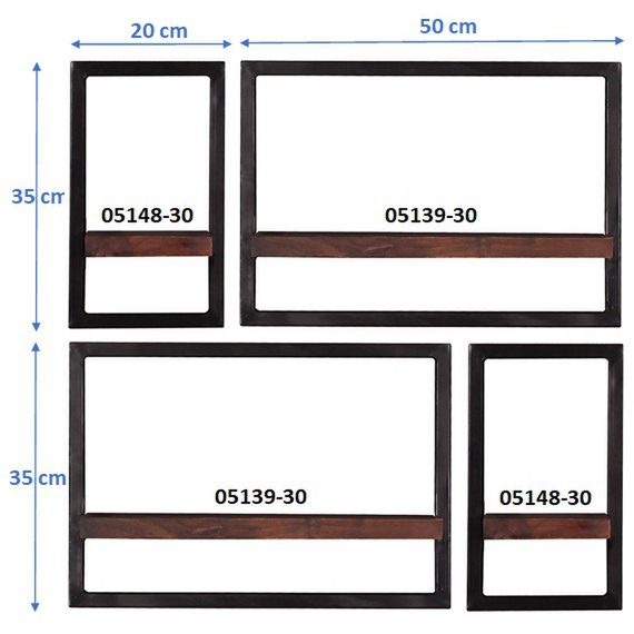 Wandregal-Set, 4-teilig