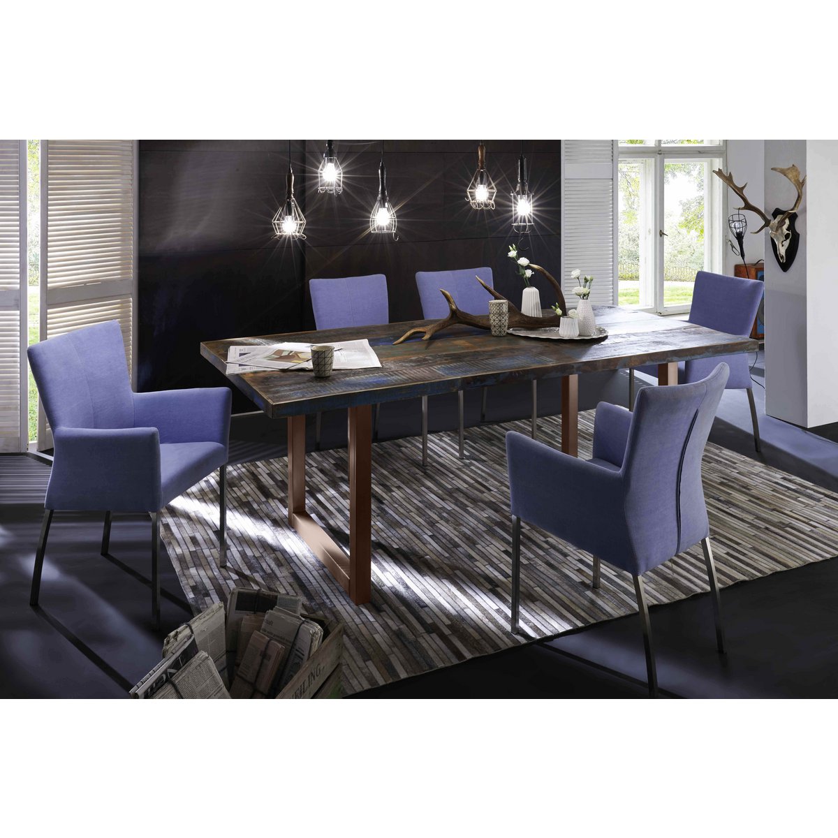 Tisch 160x85 cm, buntes Altholz