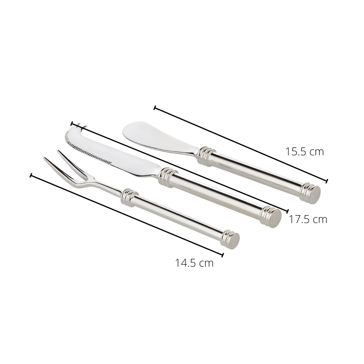 EDZARD Vorlegeset Forma, 3-teilig, edel versilbert, Länge 16 cm (Käsemesser, Buttermesser, Vorlegegabel)