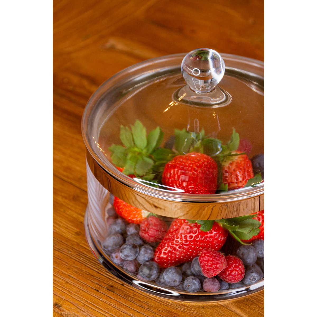 EDZARD Glasdose Vigo mit Deckel, mundgeblasenes Kristallglas mit Platinrand, ø 19 cm, H 19 cm