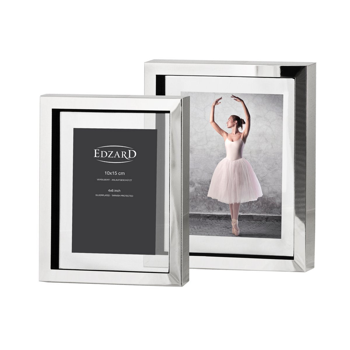 EDZARD Fotorahmen Bilderrahmen Caserta für Foto 13 x 18 cm, edel versilbert, anlaufgeschützt