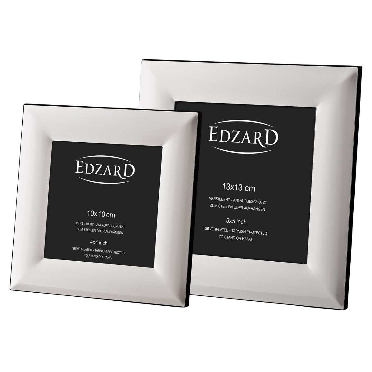 EDZARD Fotorahmen Bilderrahmen Gela für Foto 13 x 13 cm, edel versilbert, anlaufgeschützt, mit Aufhänger