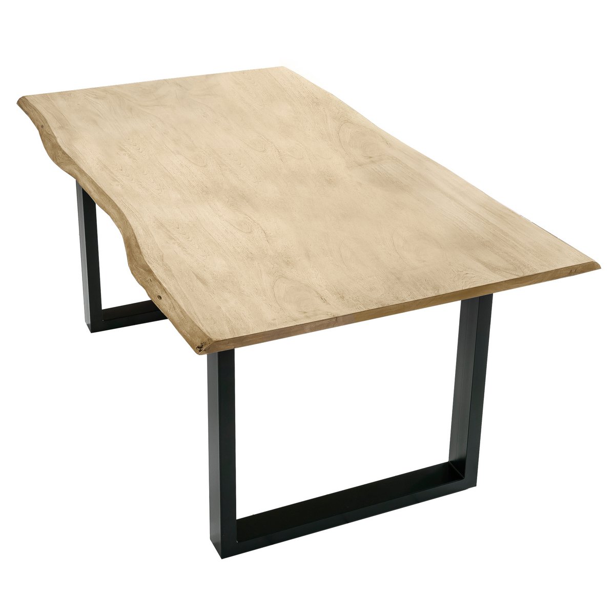 Tisch 140 x 80 cm, Platte hell gekälkt, Gestell schwarz