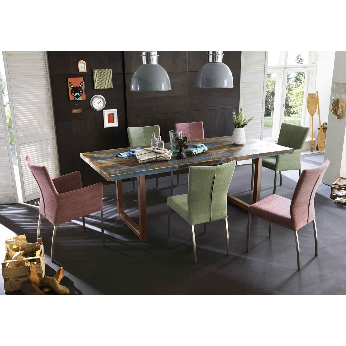 Tisch 160x85 cm, buntes Altholz
