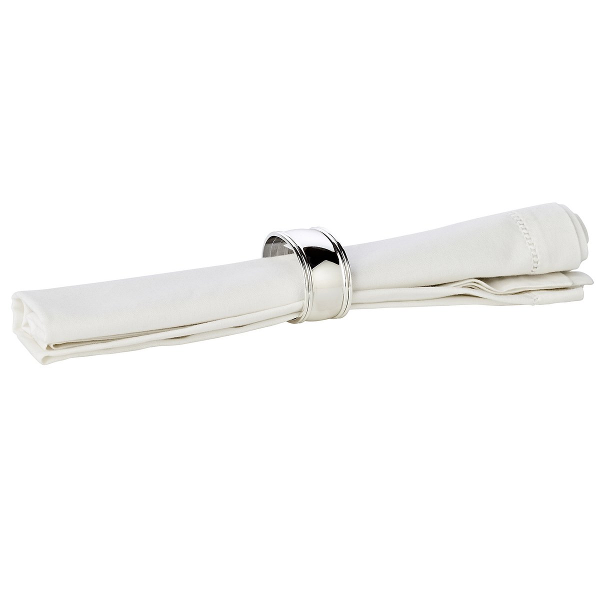 EDZARD 6er Set Serviettenring Faden, edel versilbert, anlaufgeschützt, Länge 6 cm
