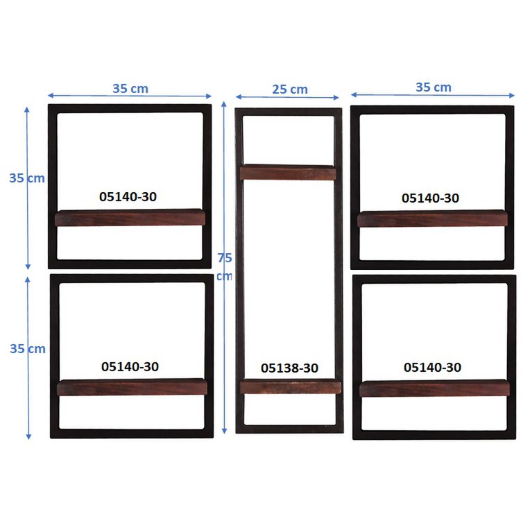 Wandregal-Set, 5-teilig