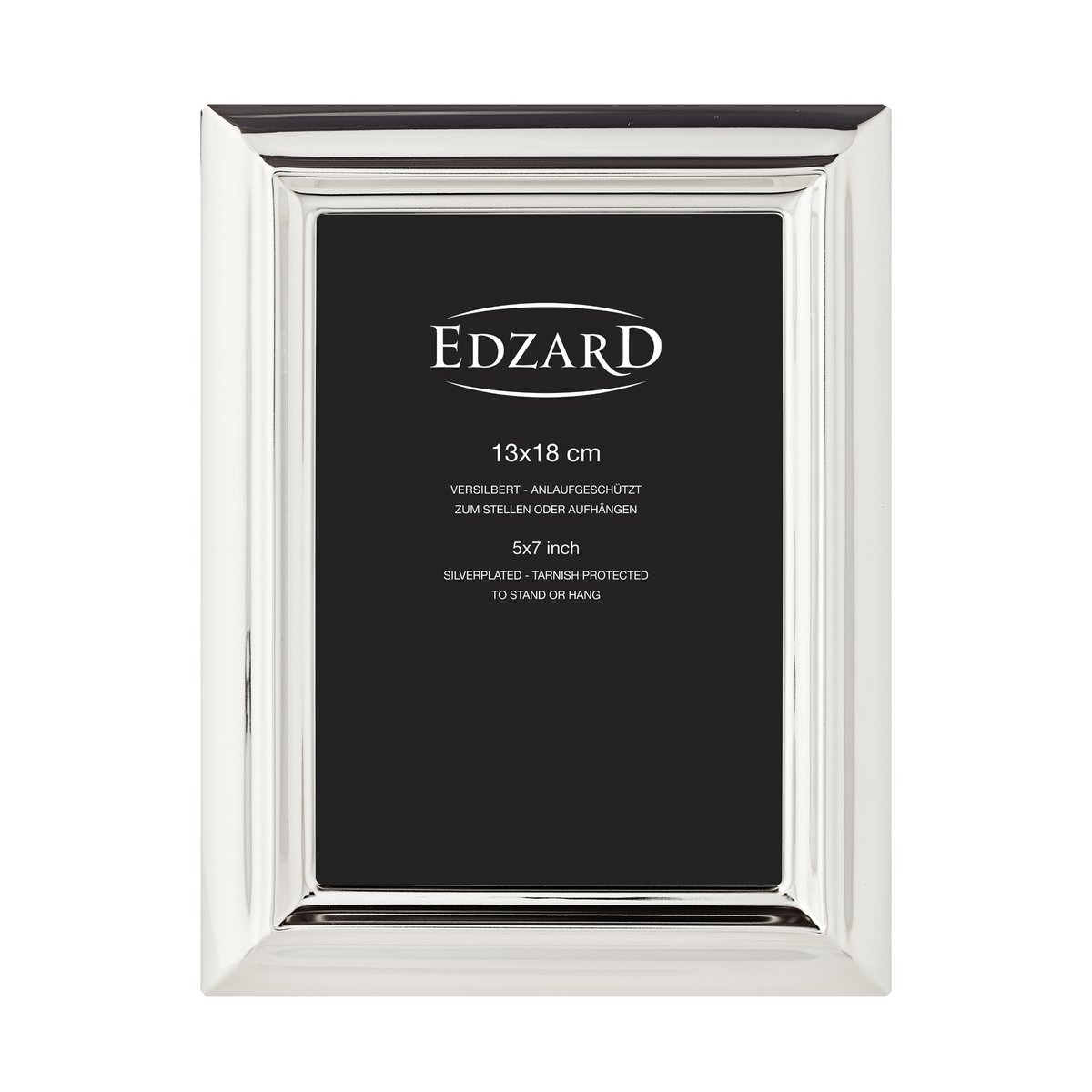 EDZARD Fotorahmen Florenz für Foto 13 x 18 cm, edel versilbert, anlaufgeschützt, mit 2 Aufhängern