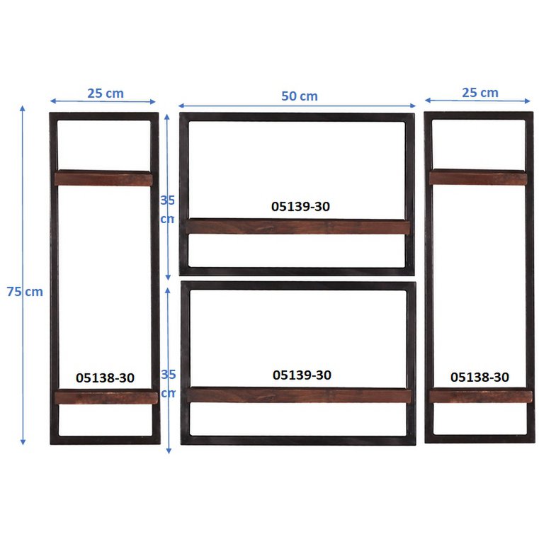 Wandregal-Set, 4-teilig