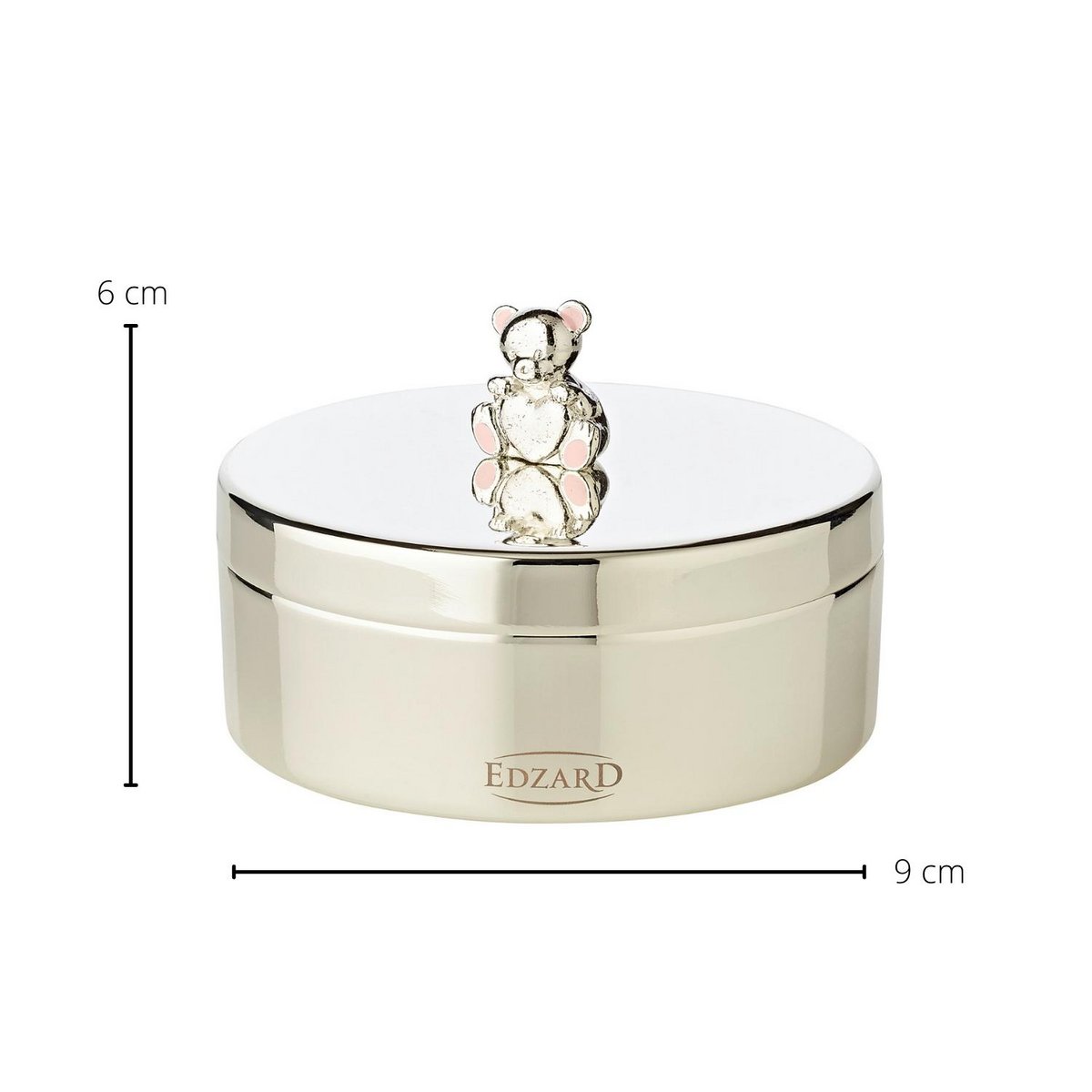 EDZARD Zahndose Schmuckdose Mama Bär, edel versilbert, anlaufgeschützt, Höhe 4 cm, Durchmesser 9 cm