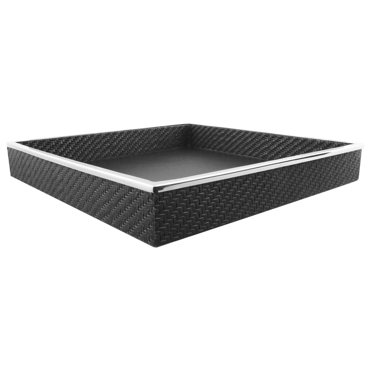 EDZARD Tablett Serviertablett Jackson, quadratisch, Stahl mit Kunstlederbezug, 42 x 42 cm