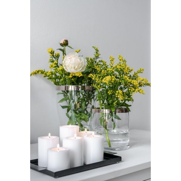 EDZARD Vase Charlotte, mundgeblasenes Kristallglas mit Platinrand, Höhe 24 cm, Durchmesser 19 cm