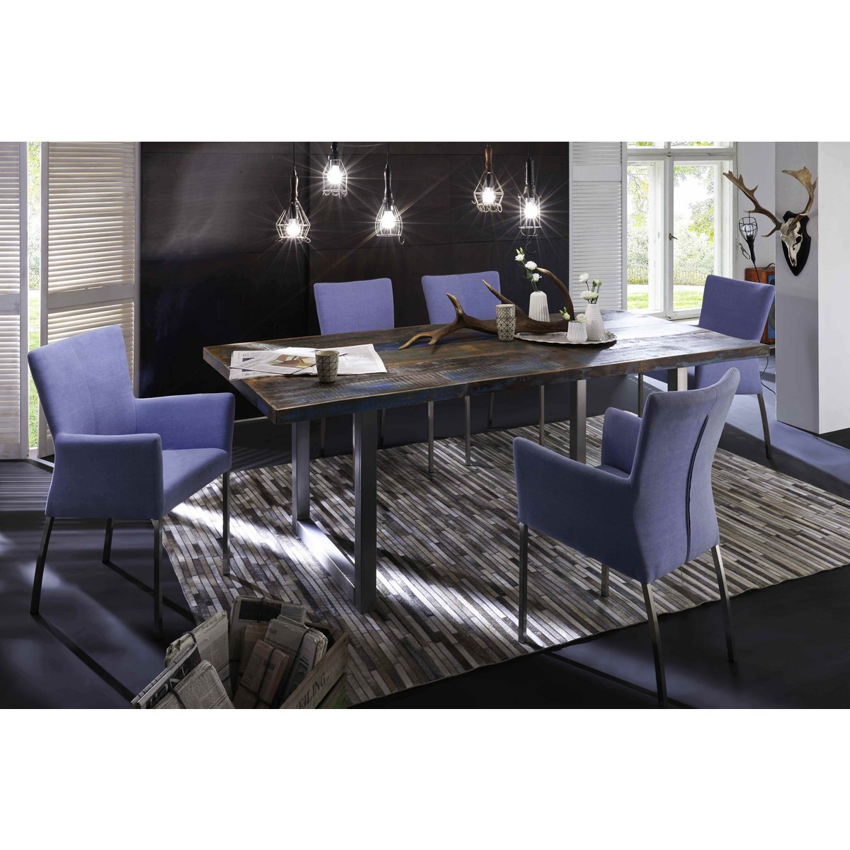 Tisch 160x85 cm, buntes Altholz