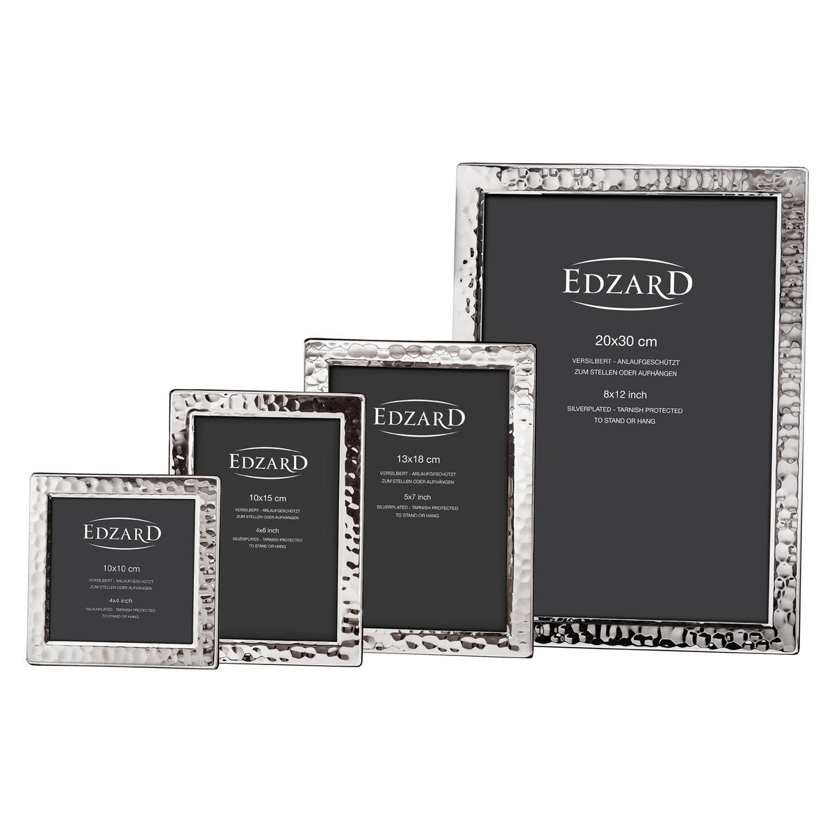 EDZARD Fotorahmen Pavia für Foto (DIN A4 - 21 x 29,7 cm), edel versilbert, anlaufgeschützt, 2 Aufhänger