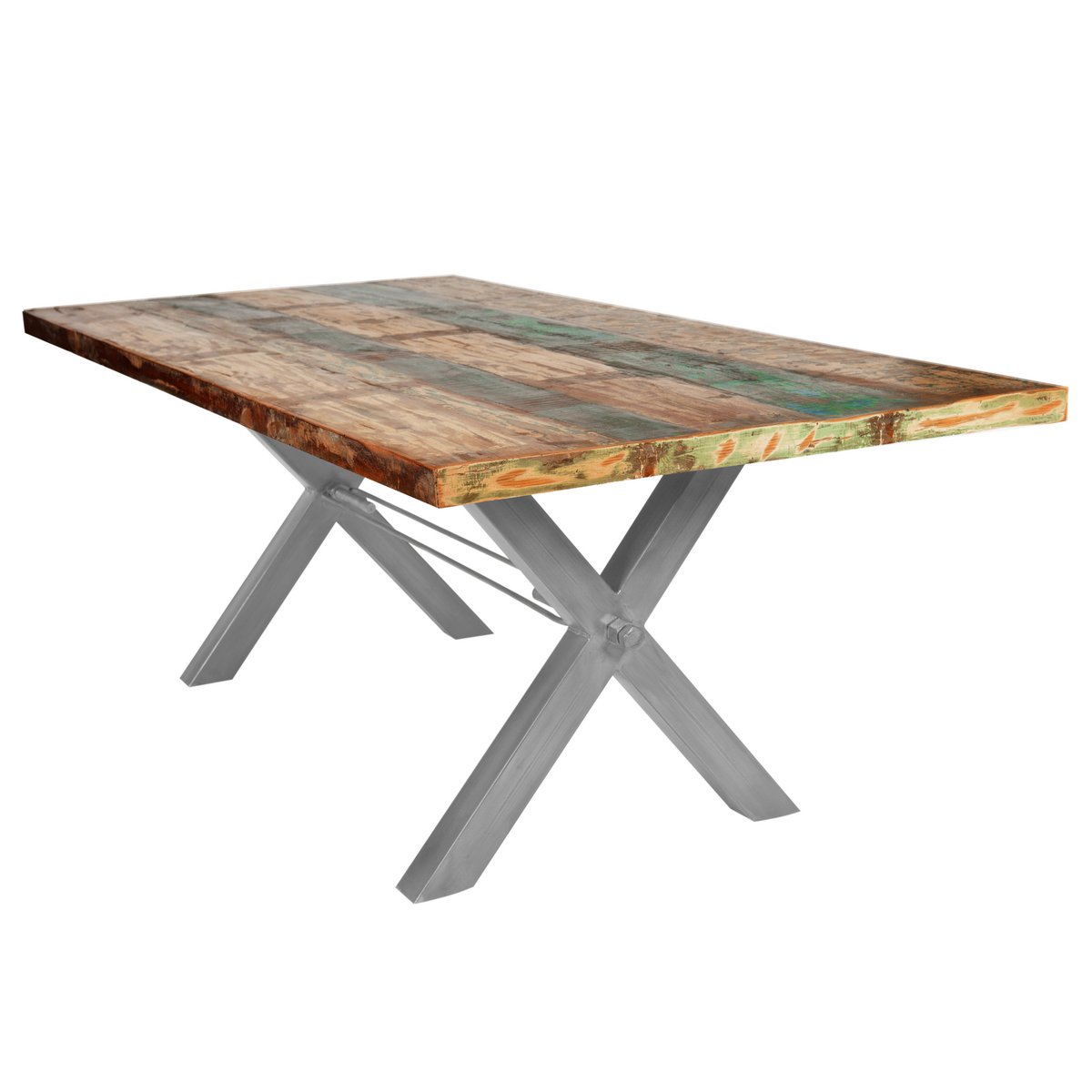 Tisch 160x85 cm, Altholz bunt lackiert