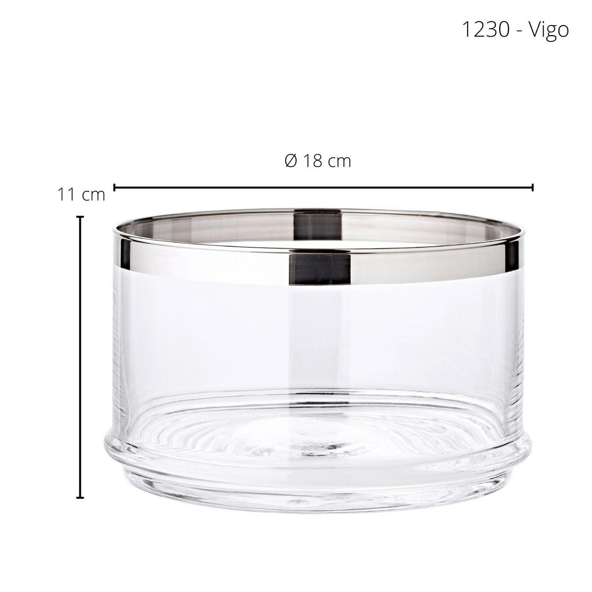 EDZARD Glasdose Vigo, mundgeblasenes Kristallglas mit Platinrand, ø 19 cm, Höhe 12 cm