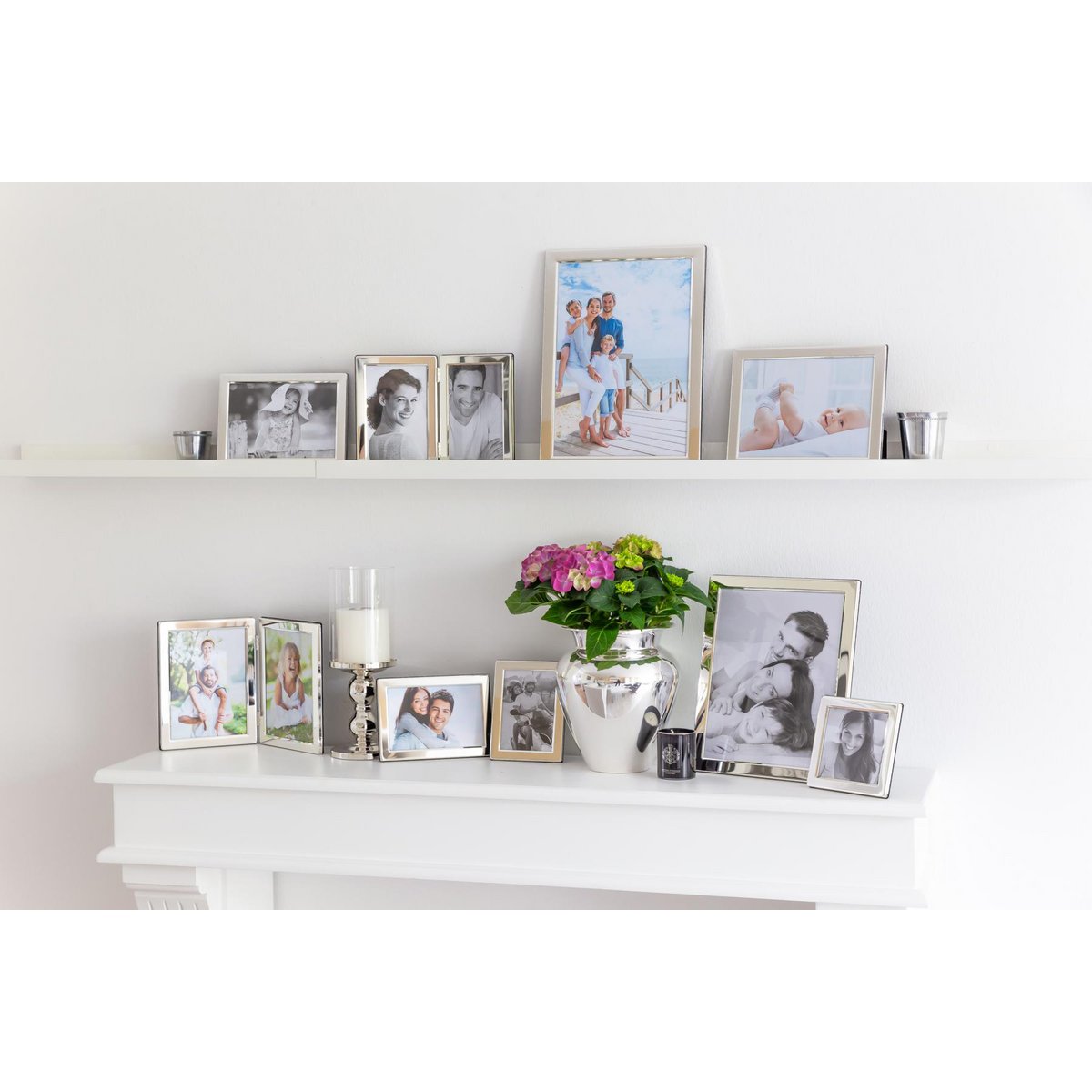 EDZARD 2er Set Fotorahmen Salerno für Foto 13 x 18 cm, edel versilbert, anlaufgeschützt