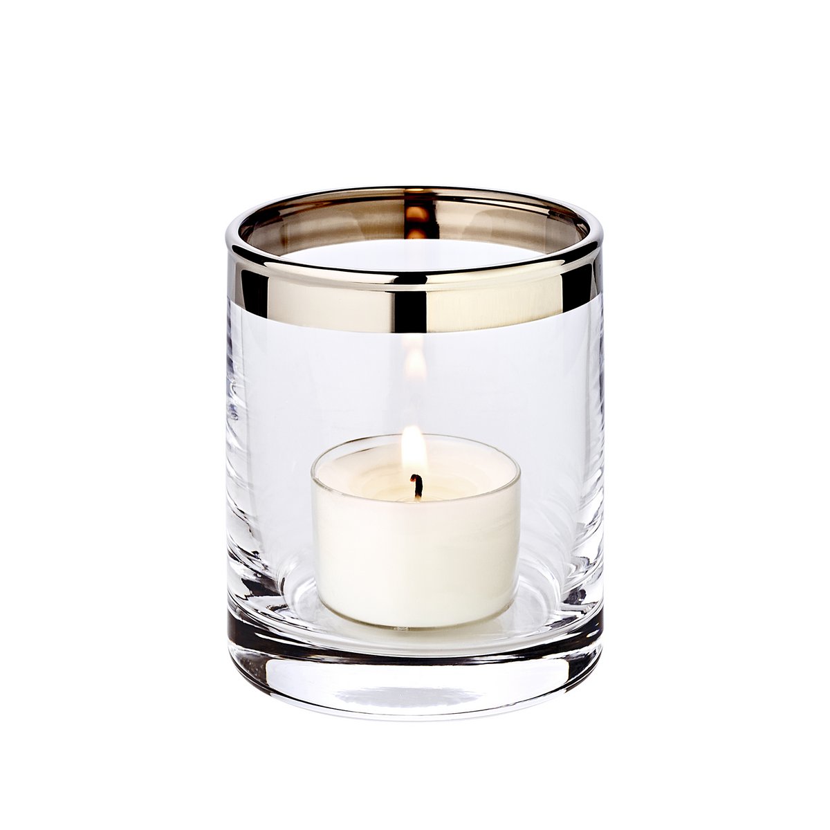 EDZARD Windlicht Molly, mundgeblasenes Kristallglas mit Platinrand, Höhe 8 cm, Durchmesser 7 cm