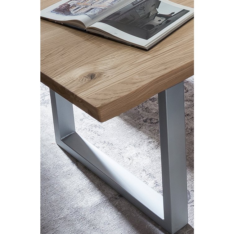 Tisch 200x100 cm, Wildeiche, silbernes Gestell