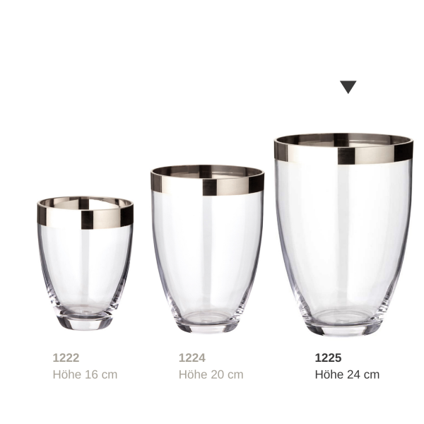 EDZARD Vase Charlotte, mundgeblasenes Kristallglas mit Platinrand, Höhe 24 cm, Durchmesser 19 cm