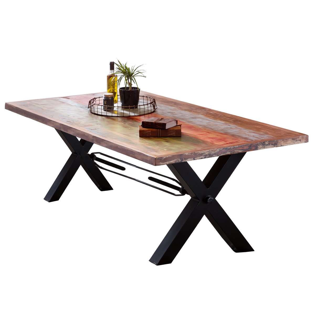 Tisch 200x100 cm, Altholz bunt lackiert