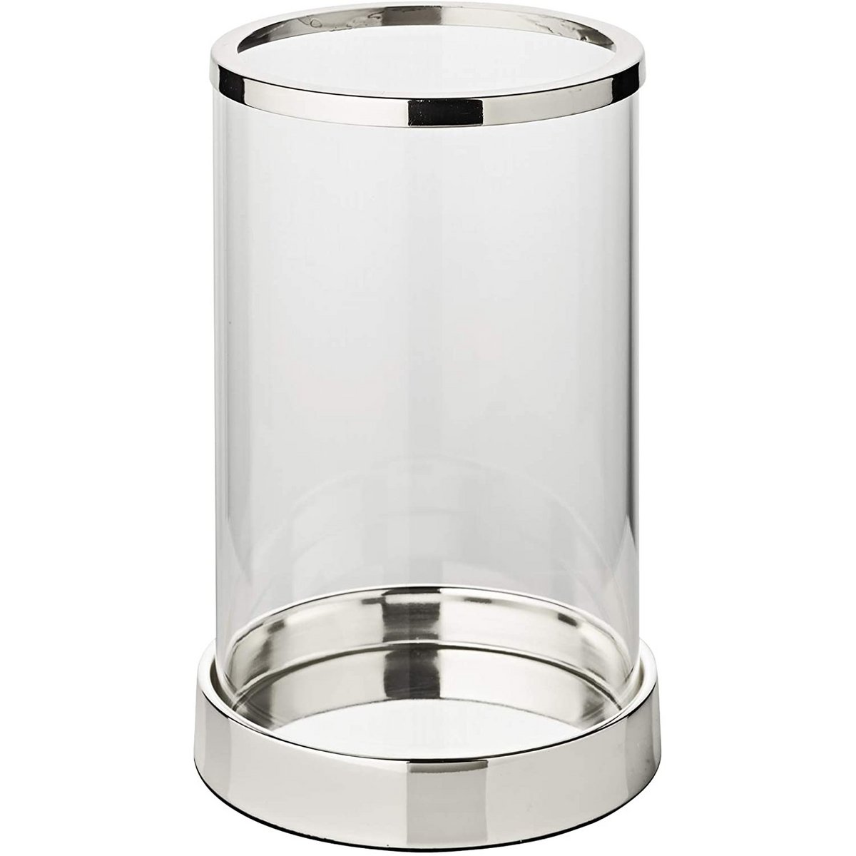 EDZARD Windlicht Sanremo, edel versilbert, anlaufgeschützt, Höhe 26 cm, Durchmesser 16,5 cm