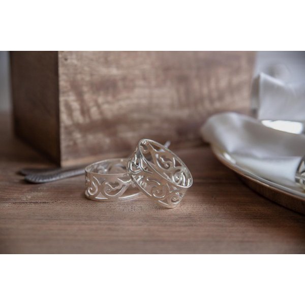 EDZARD 4er Set Serviettenringe Vita, edel versilbert, anlaufgeschützt, Länge 5 cm