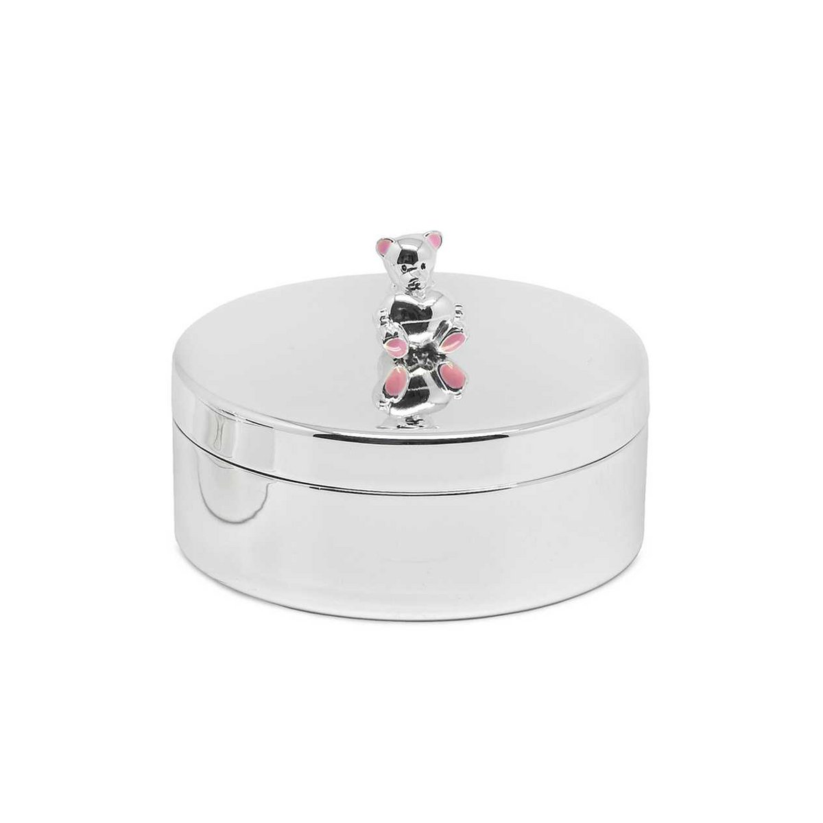 EDZARD Zahndose Schmuckdose Mama Bär, edel versilbert, anlaufgeschützt, Höhe 4 cm, Durchmesser 9 cm