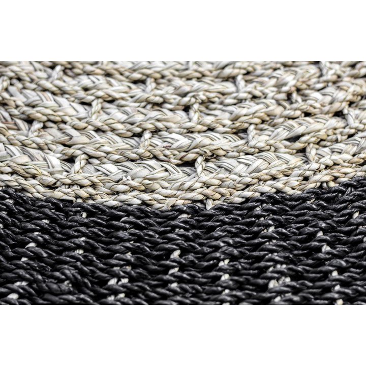 Teppich Malibu – ø100 cm – Bast/Seegras – Natur/Schwarz