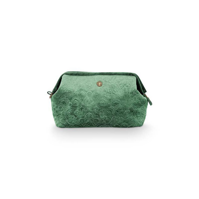 Kosmetiktasche Extra Large Velvet Quilted Green 30x20.7x13.8