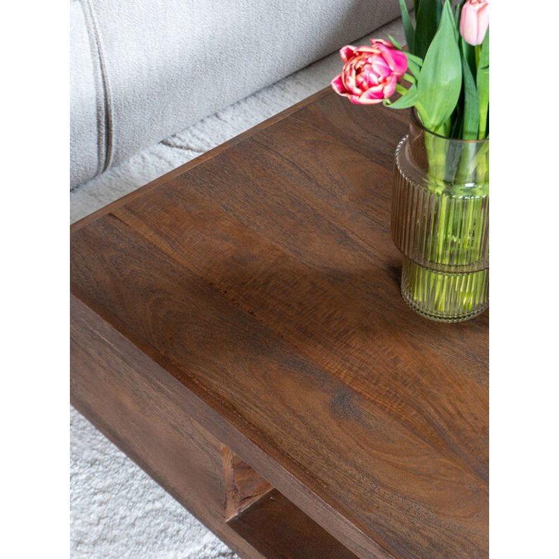 Couchtisch Bram – Espresso Mangoholz – 80 x 80 cm