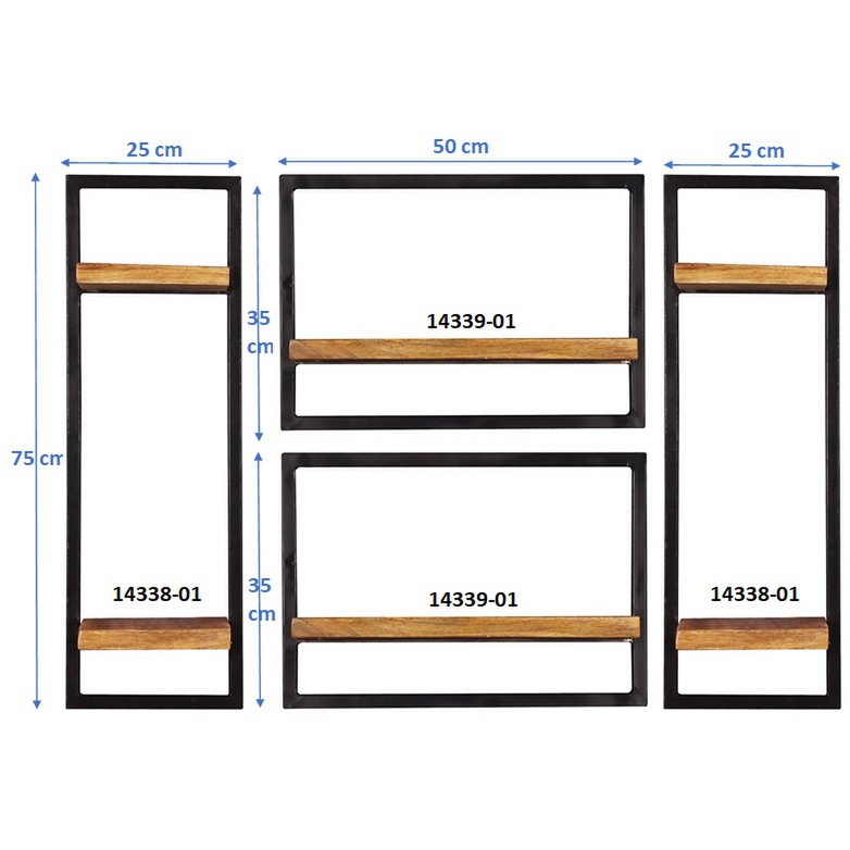 Wandregal-Set, 4-teilig