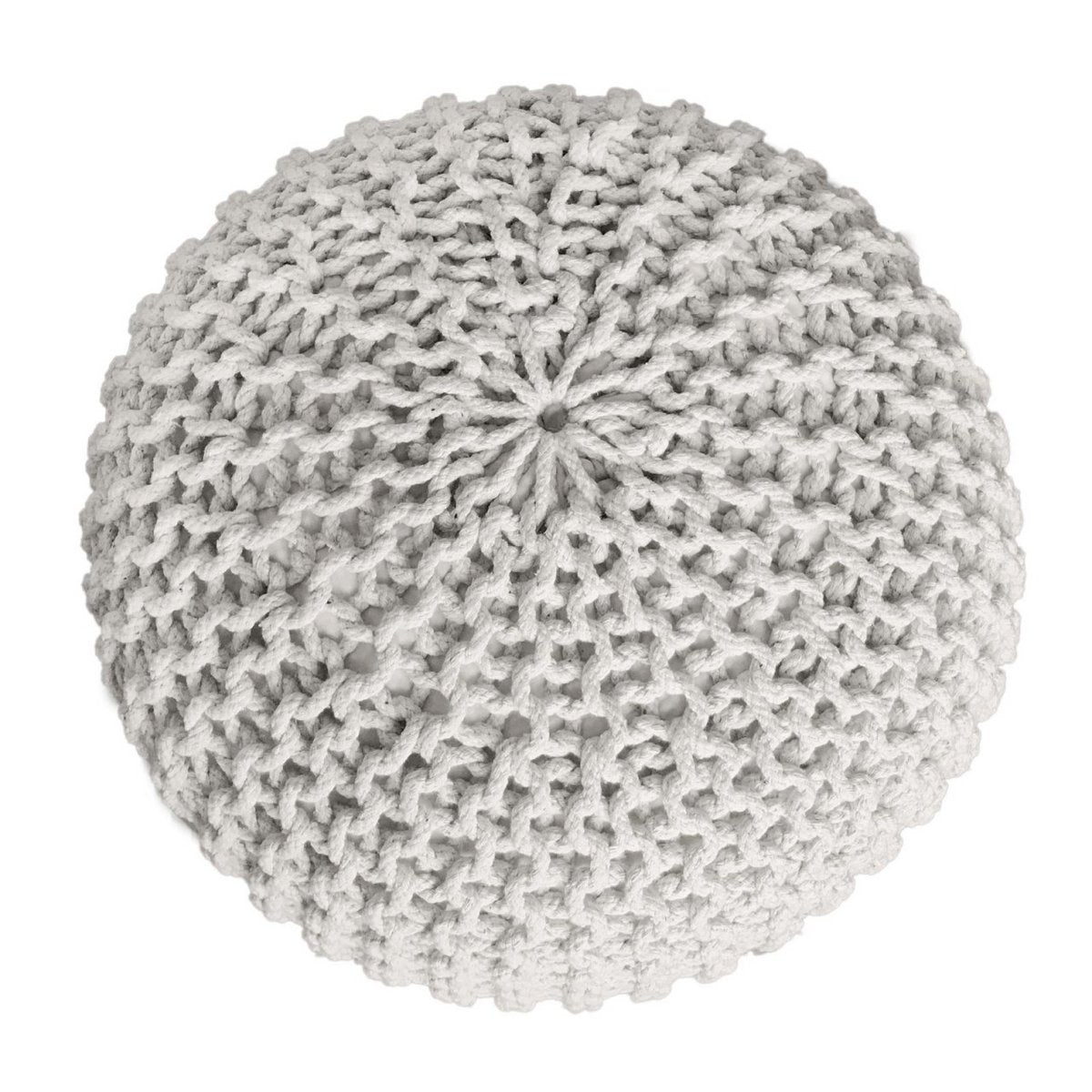 Pouf Ø 55 cm Strickhocker Sitzpouf Sitzpuff Bodenkissen Grobstrick-Optik extrahoch Höhe 37 cm