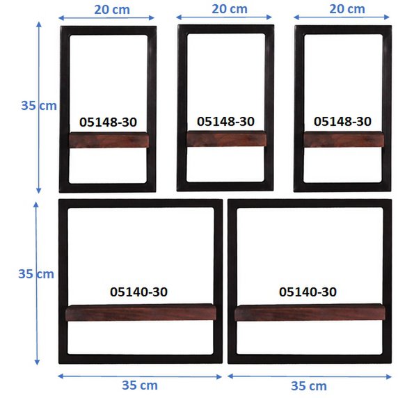 Wandregal-Set, 5-teilig