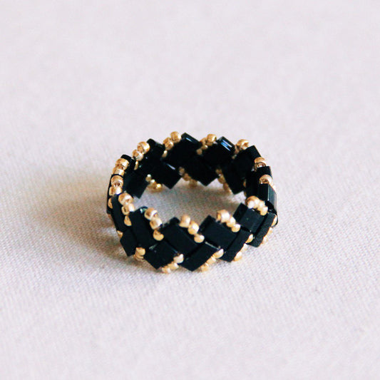 Tilabead-Ring - Schwarz/Gold