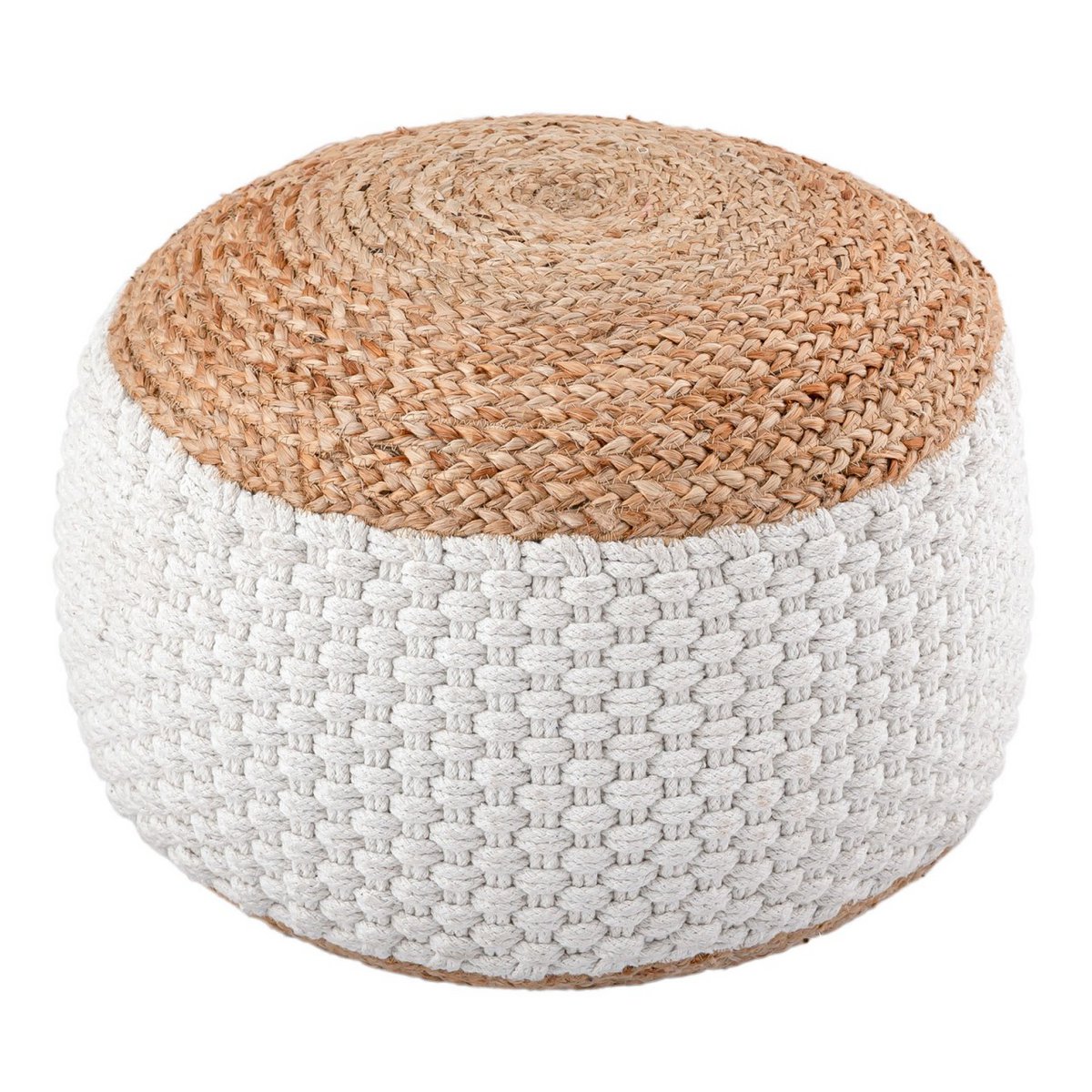 Sitzpouf Jute Sitzhocker rund 50x50 cm Deko Hocker Jute natur Sitzpouf Bodenkissen Fußhocker