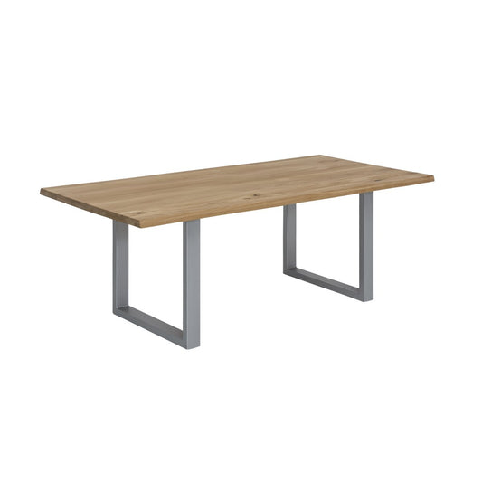 Tisch 180x90 cm, Wildeiche, silbernes Gestell