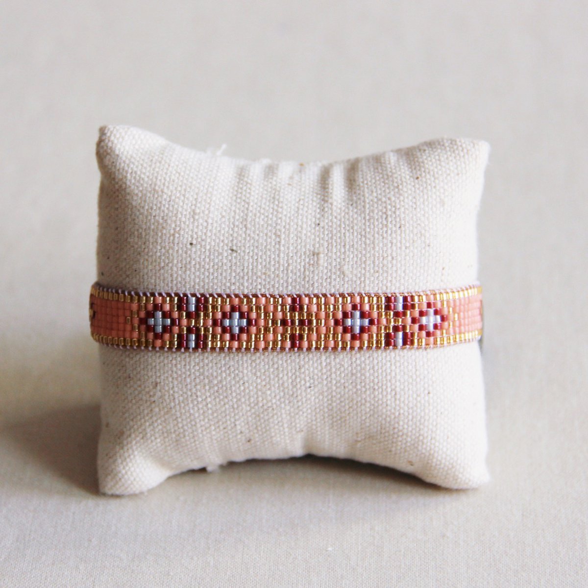 Webarmband Lachs/Bordeaux/Gold