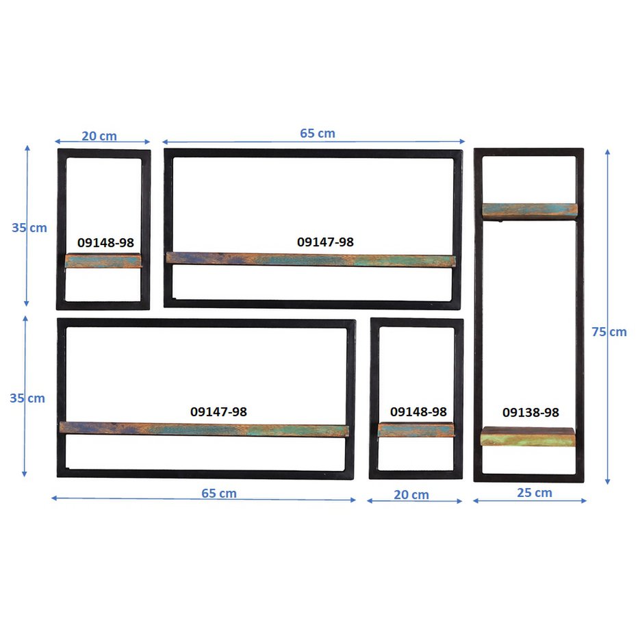 Wandregal-Set, 5-teilig