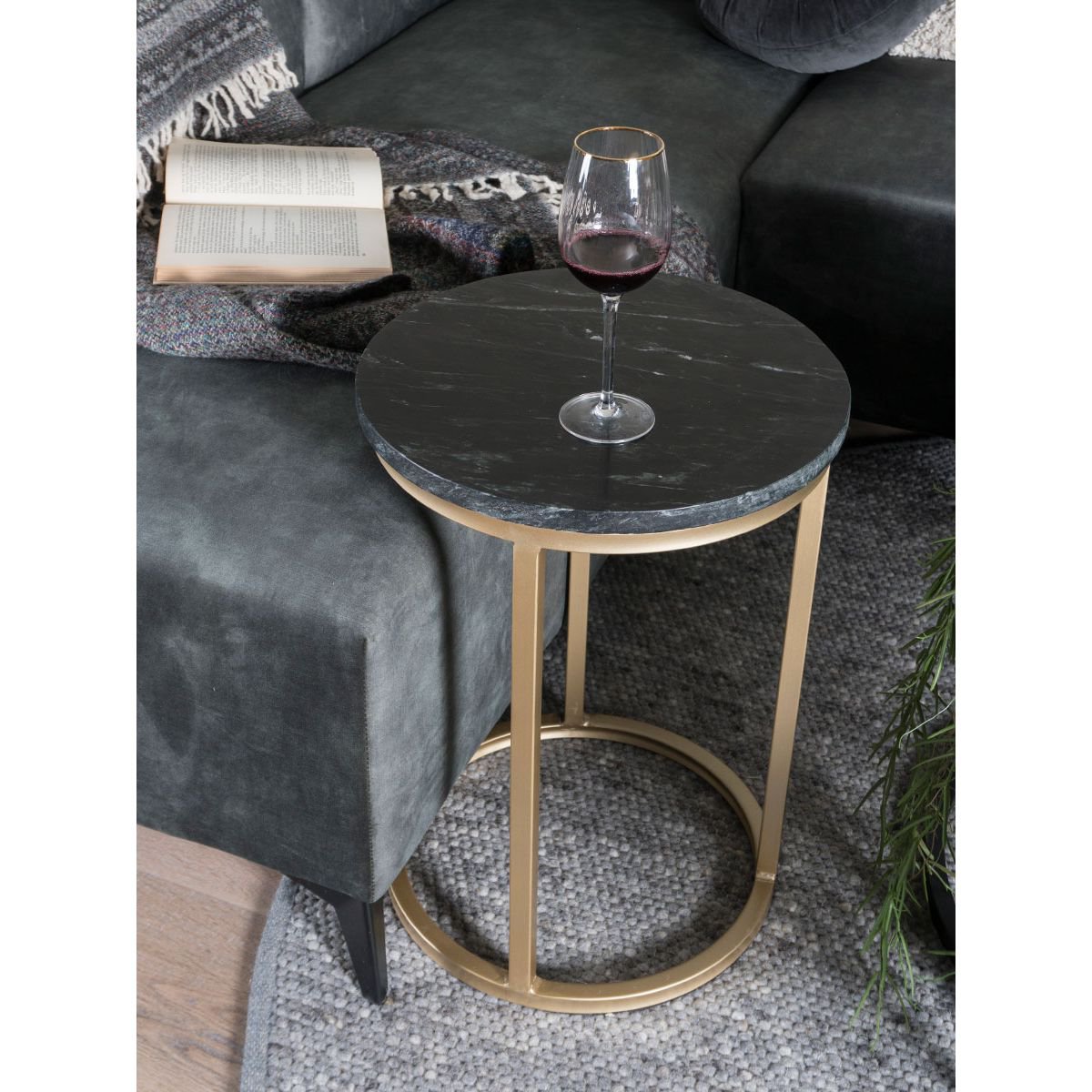 Laptoptisch Mitch Marble Round - Schwarz/Gold