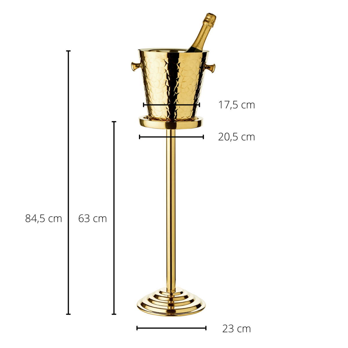 Sektkühler Capri mit Ständer in gold H 83cm