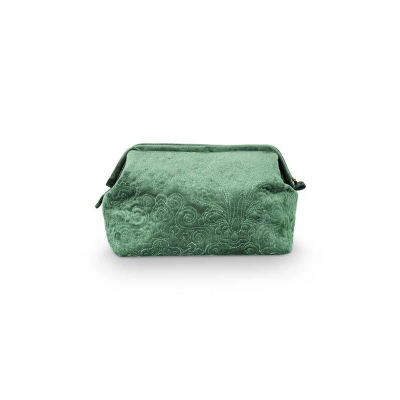 Kosmetiktasche Extra Large Velvet Quilted Green 30x20.7x13.8