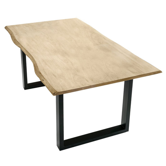Tisch 140 x 80 cm, Platte hell gekälkt, Gestell schwarz
