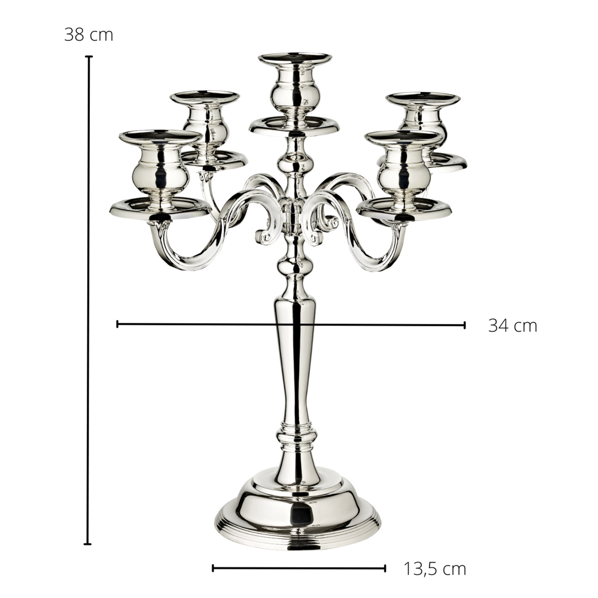 EDZARD Kerzenleuchter Regina, 5-flammig, Höhe 37 cm, edel versilbert, anlaufgeschützt